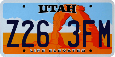 UT license plate Z263FM