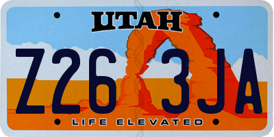 UT license plate Z263JA