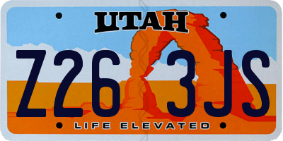 UT license plate Z263JS