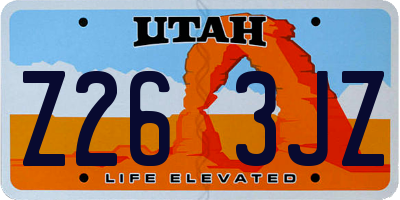 UT license plate Z263JZ