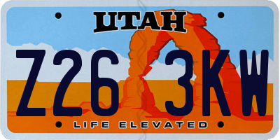 UT license plate Z263KW