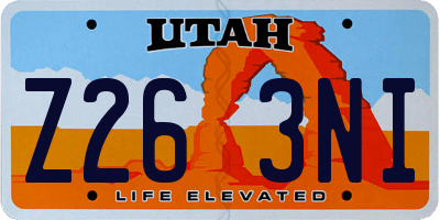 UT license plate Z263NI