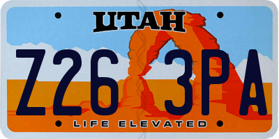 UT license plate Z263PA