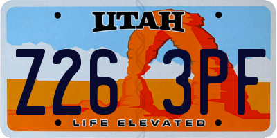 UT license plate Z263PF