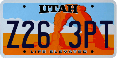 UT license plate Z263PT