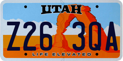 UT license plate Z263QA