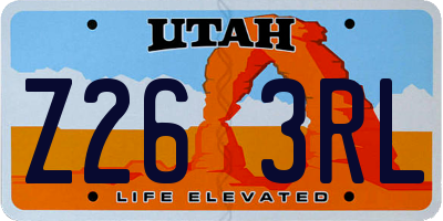 UT license plate Z263RL