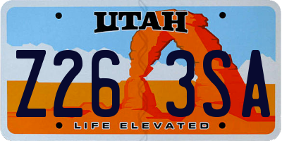 UT license plate Z263SA