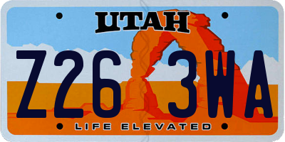 UT license plate Z263WA