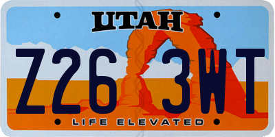 UT license plate Z263WT