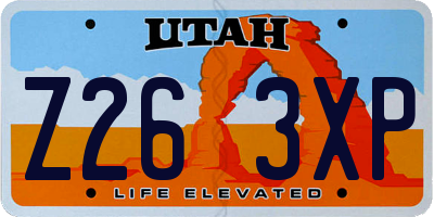 UT license plate Z263XP