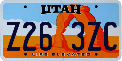 UT license plate Z263ZC