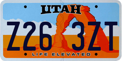 UT license plate Z263ZT