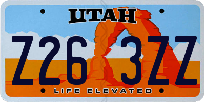 UT license plate Z263ZZ