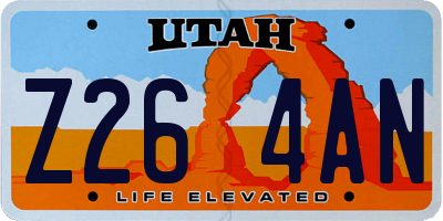 UT license plate Z264AN
