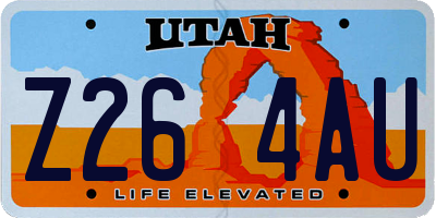 UT license plate Z264AU