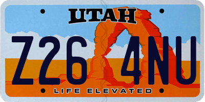 UT license plate Z264NU