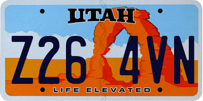 UT license plate Z264VN