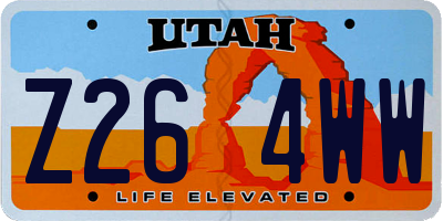 UT license plate Z264WW