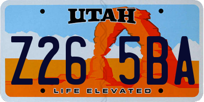 UT license plate Z265BA