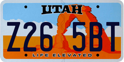 UT license plate Z265BT