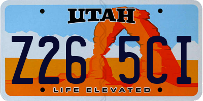 UT license plate Z265CI