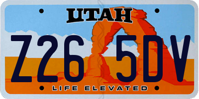 UT license plate Z265DV