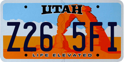 UT license plate Z265FI