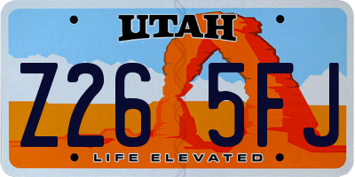 UT license plate Z265FJ