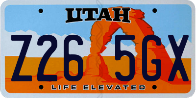 UT license plate Z265GX