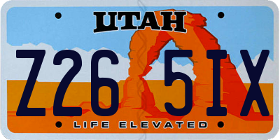 UT license plate Z265IX