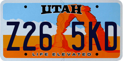 UT license plate Z265KD