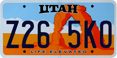 UT license plate Z265KO
