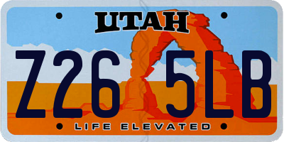 UT license plate Z265LB