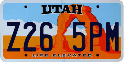 UT license plate Z265PM