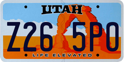 UT license plate Z265PO