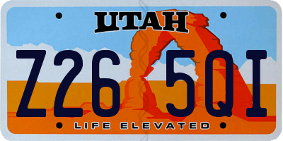UT license plate Z265QI