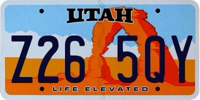 UT license plate Z265QY