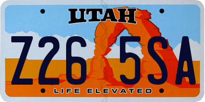 UT license plate Z265SA