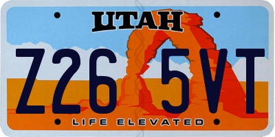 UT license plate Z265VT