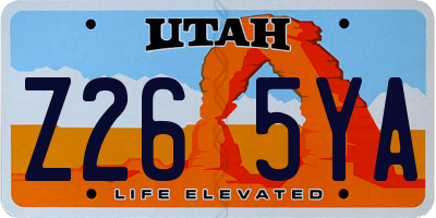 UT license plate Z265YA