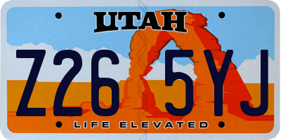 UT license plate Z265YJ