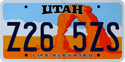 UT license plate Z265ZS