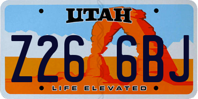 UT license plate Z266BJ