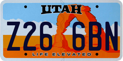 UT license plate Z266BN