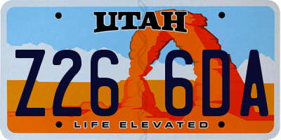 UT license plate Z266DA