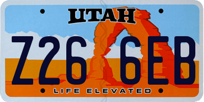 UT license plate Z266EB