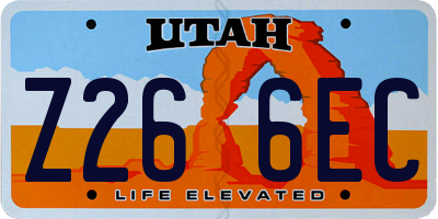 UT license plate Z266EC