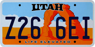 UT license plate Z266EI