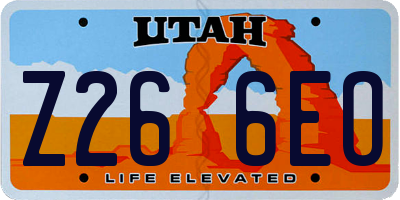 UT license plate Z266EO